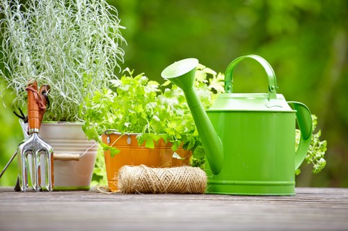 Gardening team maintaining a tidy and safe work area